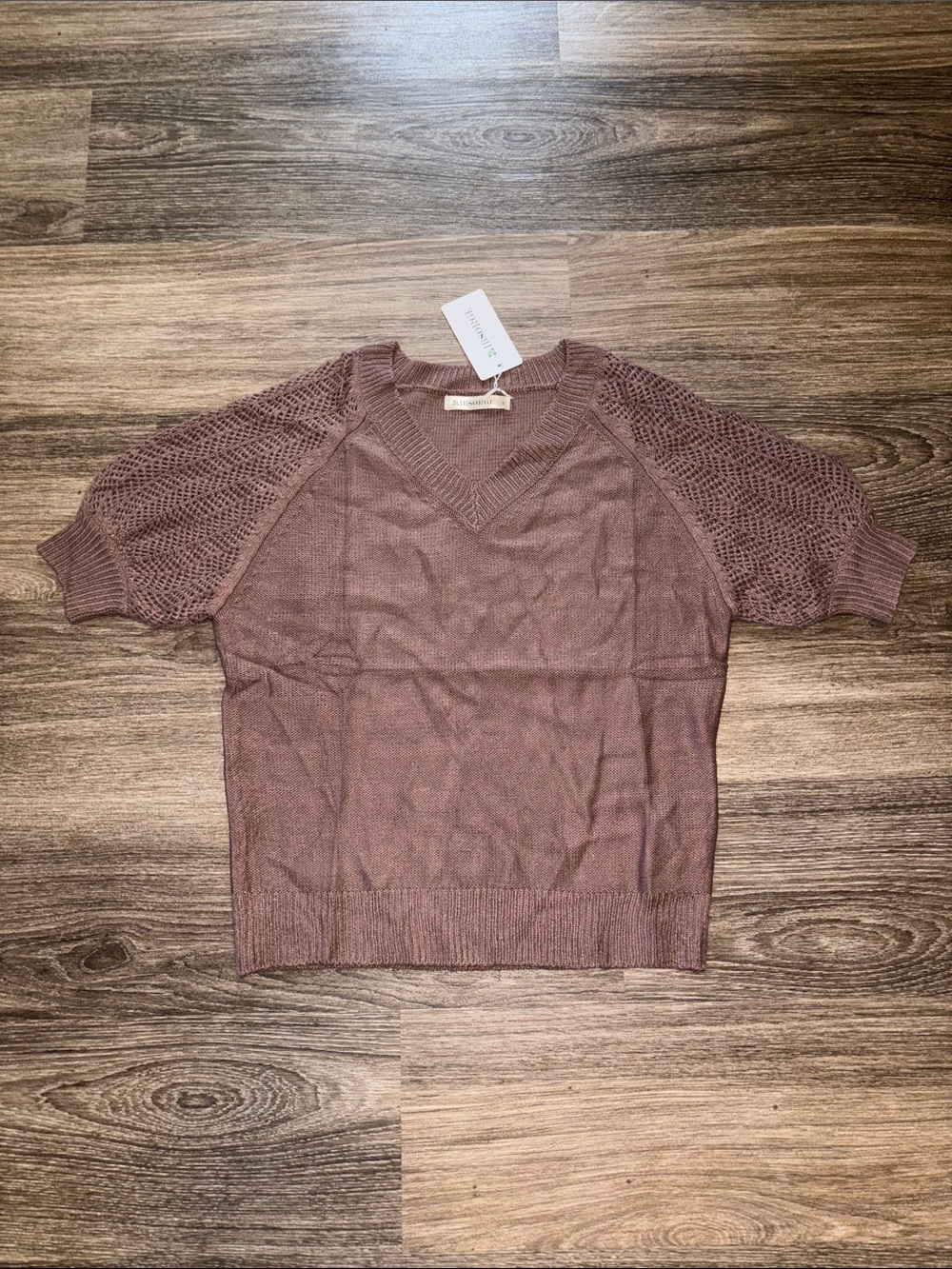Lightweight V-Neck Knit Top in Mauve